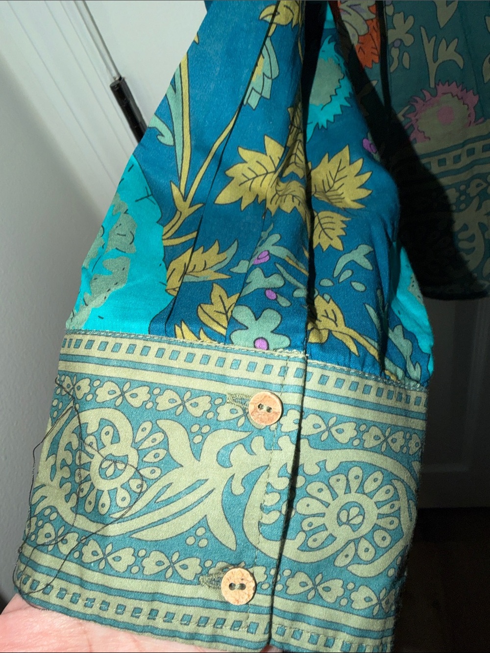 NATURAL LIFE Teal Floral Button-Down Blouse with Orange & Pink Accents - Picture 4 of 5